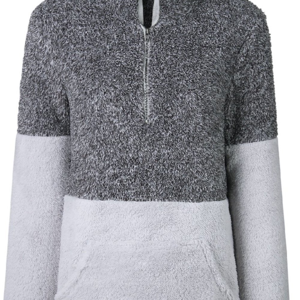 DONATED!!  Grey & White half zip pullover cozy - Picture 2 of 5